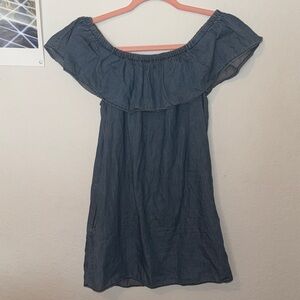 Prince & Fox Off-Shoulder Denim Blue Mini Dress size XS